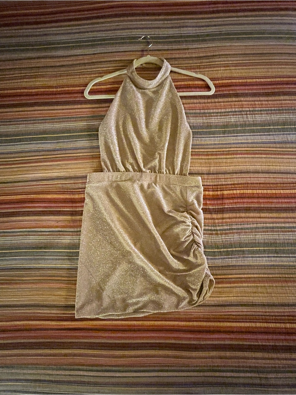 BABYBOO Gold Mini Dress with Halter Top (size L)